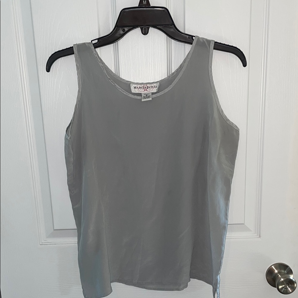 100% Silk Gray Sleeveless Tank Top
